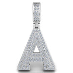 Load image into Gallery viewer, 3 Carat Round Cut Moissanite Letter "A" Pendant White Gold
