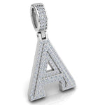 Load image into Gallery viewer, 3 Carat Round Cut Moissanite Letter "A" Pendant White Gold