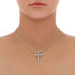 Load image into Gallery viewer, 2 Ct Round Cut Moissanite Cross Pendant in White Gold
