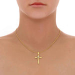 Load image into Gallery viewer, 1 Carat Round Shaped Solitaire Moissanite Cross Pendant in Yellow Gold
