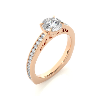 1.4ct Basket Setting With Filigree Pattern Moissanite Ring in Rose Gold
