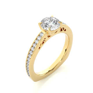 1.4ct Basket Setting With Filigree Pattern Moissanite Ring in Yellow Gold