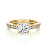 Load image into Gallery viewer, 1.40 Ct Round Moissanite Basket Set Filigree Ring In White Gold