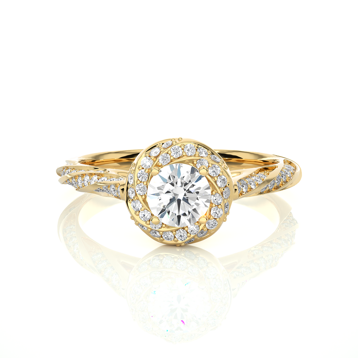 Bridge accent moissanite wedding ring yellow gold