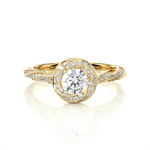 Load image into Gallery viewer, Bridge Accent Moissanite Wedding Ring yellow gold