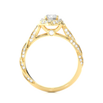 Load image into Gallery viewer, 1.50 Carat Round Moissanite Fancy Halo Engagement Ring In Yellow Gold