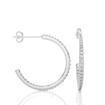 Load image into Gallery viewer, C-Hoop Push Back Moissanite Earrings white gold