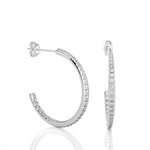 Load image into Gallery viewer, C-Hoop Push Back Moissanite Earrings white gold