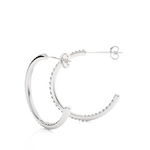 Load image into Gallery viewer, C-Hoop Push Back Moissanite Earrings white gold