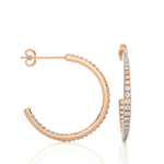 Load image into Gallery viewer, C-Hoop Push Back Moissanite Earrings rose gold