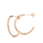 Load image into Gallery viewer, C-Hoop Push Back Moissanite Earrings rose gold