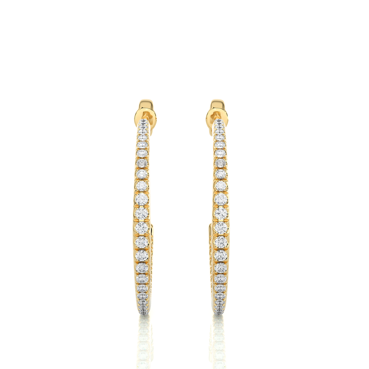 C hoop push back moissanite earrings yellow gold