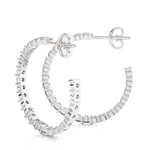Load image into Gallery viewer, C-Hoop Surface Prong Moissanite Earrings white gold