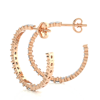 C-Hoop Surface Prong Moissanite Earrings rose gold