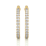 Load image into Gallery viewer, 2 Ct Round Moissanite Surface Prong C Hoop Earrings In Rose Gold
