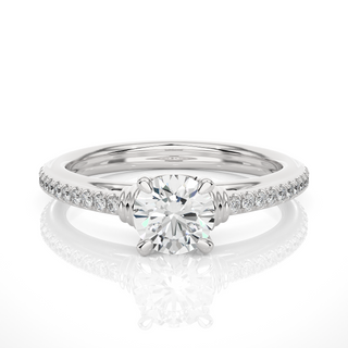 1.50 Ct Cathedral With French V-Split Engagement Moissanite Ring in White Gold