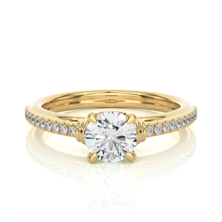 1.50 Ct Cathedral With French V-Split Engagement Moissanite Ring in Silver