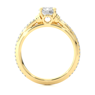 Cathedral with French V-Split Moissanite Ring yellow gold