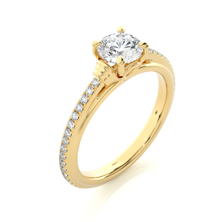 Cathedral with French V-Split Moissanite Ring yellow gold
