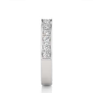 1 Ct Moissanite Wedding Band With Bead Bright Setting in White Gold