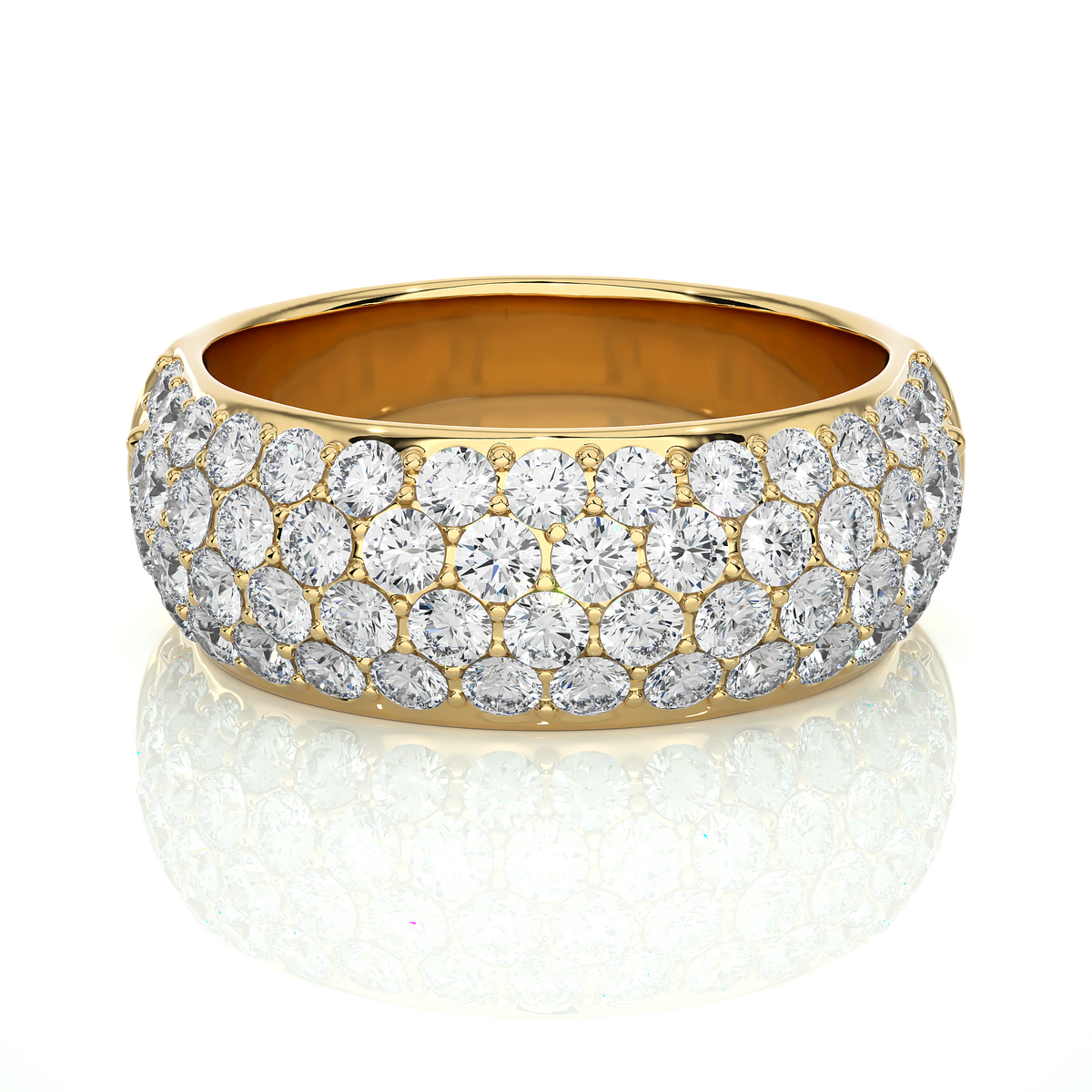 Clustered moissanite wedding ring yellow gold