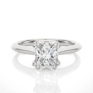 Double Prong Princess Cut Moissanite Ring white gold