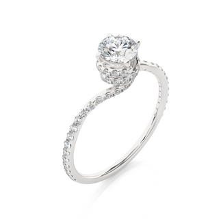1.3ct Double Hidden Halo Twisted Moissanite Ring in White Gold