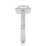 Load image into Gallery viewer, Emerald Stone with Halo setting Engagement Ring white gold