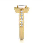 Load image into Gallery viewer, 1.50 Carat Emerald Cut Moissanite Halo Engagement Ring In Yellow Gold