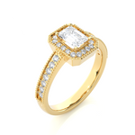 Load image into Gallery viewer, Emerald Stone with Halo setting Engagement Ring yellow gold