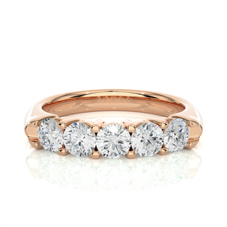 Five Stone Shared Prong Moissanite Ring rose gold