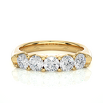 Load image into Gallery viewer, 1 Carat Shared Prong Five Stone Moissanite Ring in Yellow Gold