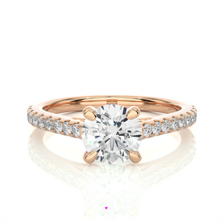 Four Prong Cathedral Setting Moissanite Engagement Ring rose gold