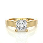 Load image into Gallery viewer, Four Prong Princess Cut Moissanite Engagement Ring yellow gold