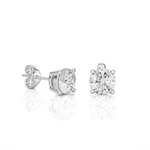 Load image into Gallery viewer, 1 Carat Four Prong Round Cut Moissanite Earrings in Silver