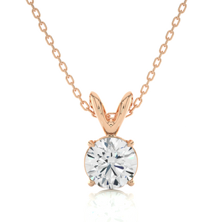 1ct Four Prong Round Moissanite Pendant in Yellow Gold