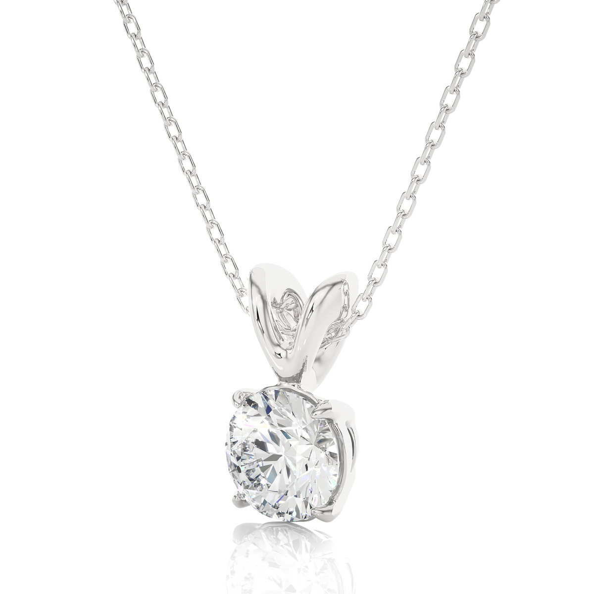1 carat round moissanite solitaire pendant in white gold
