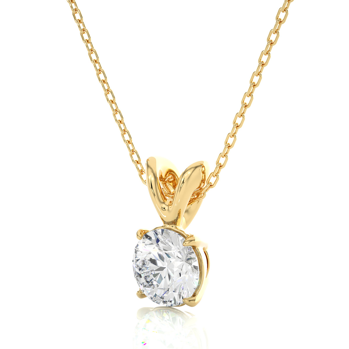 1 carat round moissanite solitaire pendant in yellow gold