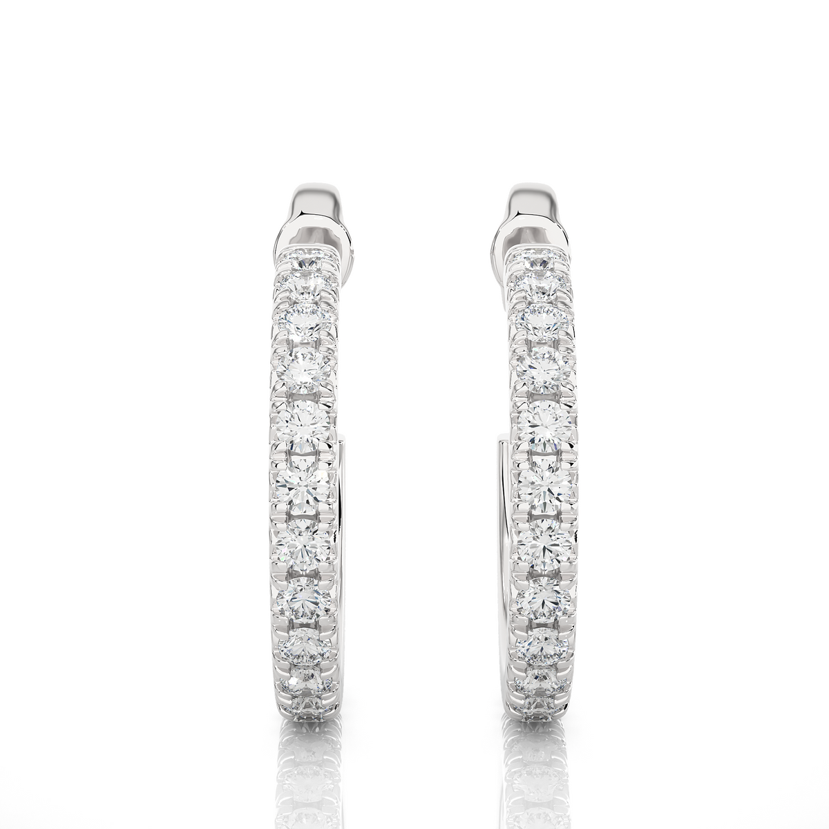 1 carat french v split moissanite hoop earrings in white gold
