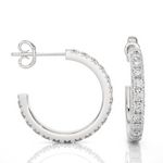 Load image into Gallery viewer, French V-Split C-Hoop Moissanite Earrings white gold