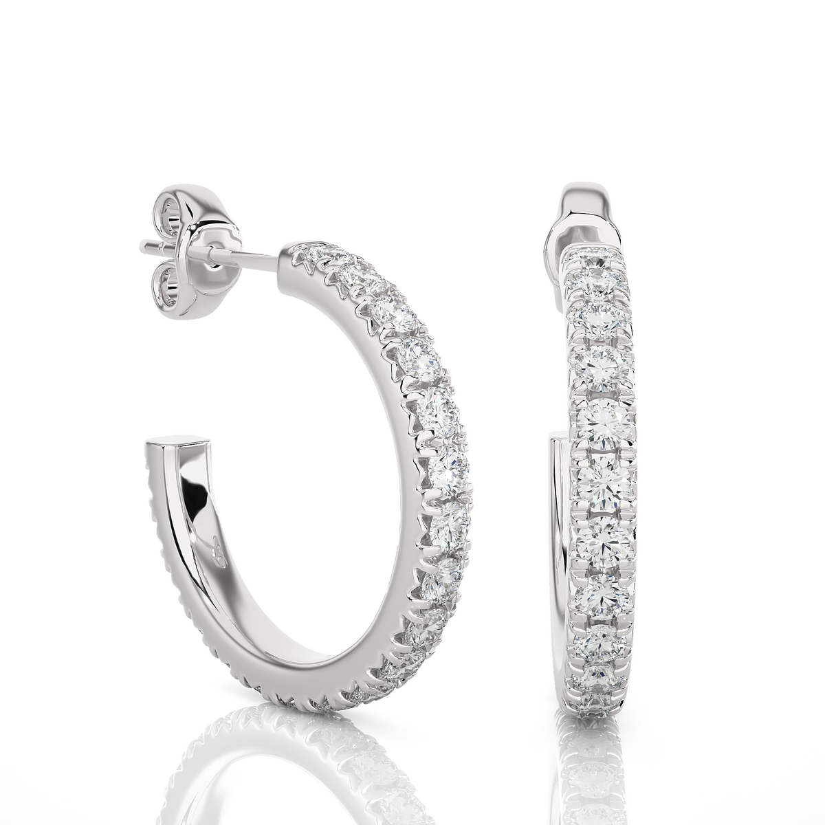 French v split c hoop moissanite earrings white gold