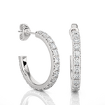 Load image into Gallery viewer, French V-Split C-Hoop Moissanite Earrings white gold