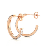 Load image into Gallery viewer, French V-Split C-Hoop Moissanite Earrings rose gold