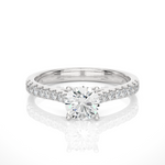Load image into Gallery viewer, 1.50 Carat Round Cut Moissanite Ring With Bridge Accent In White Gold