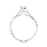 Load image into Gallery viewer, French V-Split with Bridge Accent Solitaire Ring white gold