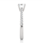 Load image into Gallery viewer, French V-Split with Bridge Accent Solitaire Ring white gold