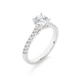 Load image into Gallery viewer, French V-Split with Bridge Accent Solitaire Ring white gold