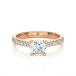 Load image into Gallery viewer, 1.50 Carat Round Cut Moissanite Ring With Bridge Accent In White Gold
