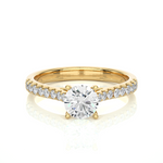 Load image into Gallery viewer, 1.50 Carat Round Cut Moissanite Ring With Bridge Accent In White Gold