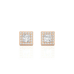 Load image into Gallery viewer, 2 Ct Princess Cut Moissanite Halo Stud Earrings In White Gold
